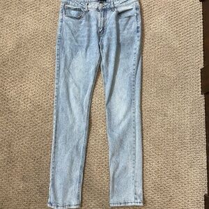 High Rise Light Wash Straight Leg Jeans